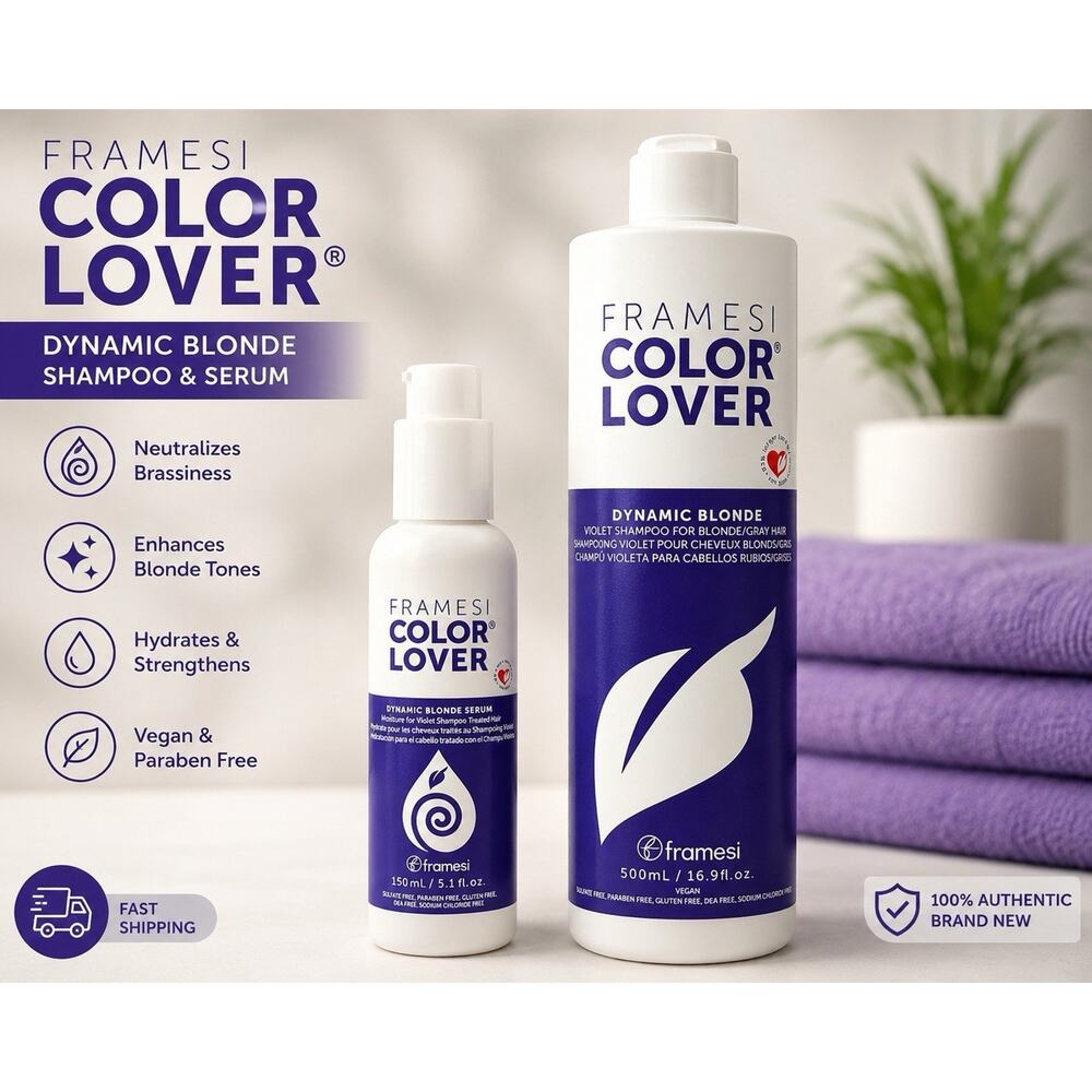 Framesi Color Lover Dynamic Blonde Shampoo 16.9 fl oz + Serum 3.4 fl oz